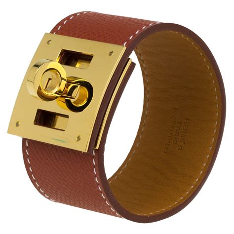 hermes leather and gold bracelet